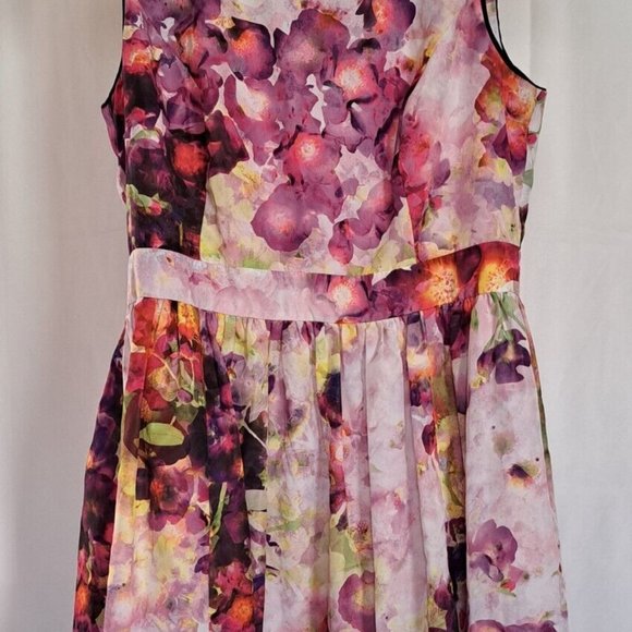 LIZ CLAIBORNE SILKY dress Sz 10 colorful FLORAL SLEVELESS FORMAL ACADEMIA LUXURY - Picture 4 of 9